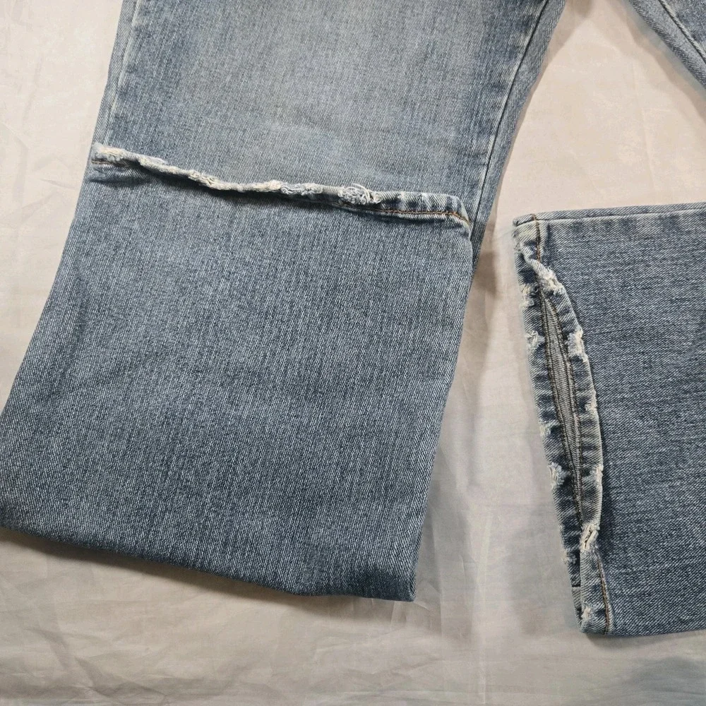 Chor Men's Light Wash Jeans Size 36x32 Straight Leg Distressed Pocket Denim